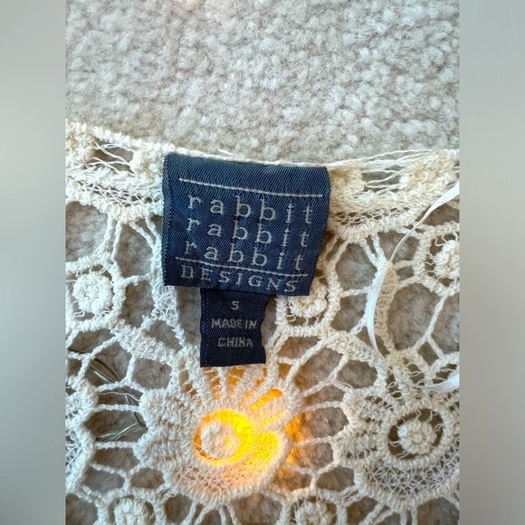 Rabbit Designs White and Cream Crochet Cardigan - Picture 4 of 4